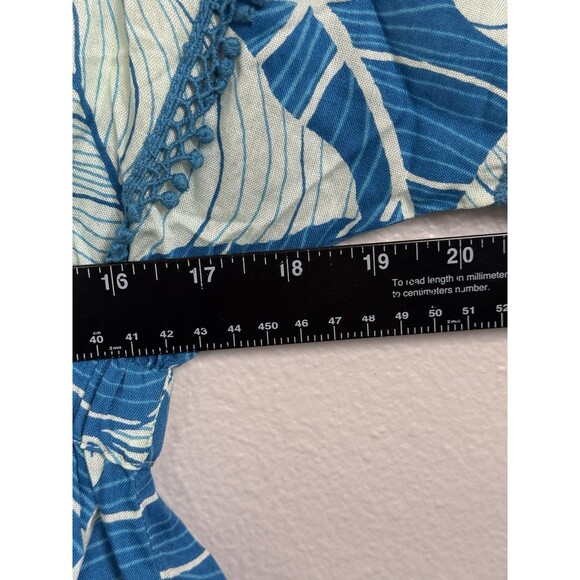 America & Beyond M Tropical Palm Fiesta‎ Crochet Trim Mini Dress Cover Up Tunic - Picture 11 of 12